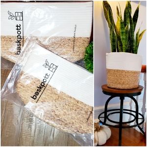 2 Pc Baskpot Cotton & Jute Home Decor Plant Basket 12" x 12"